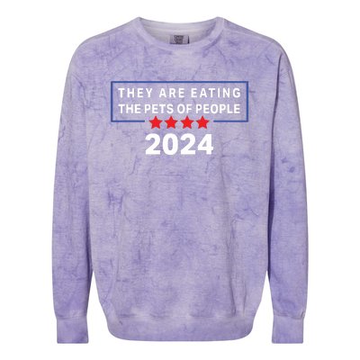 They Are Eating The Pets Of People Funny Political Quote Colorblast Crewneck Sweatshirt