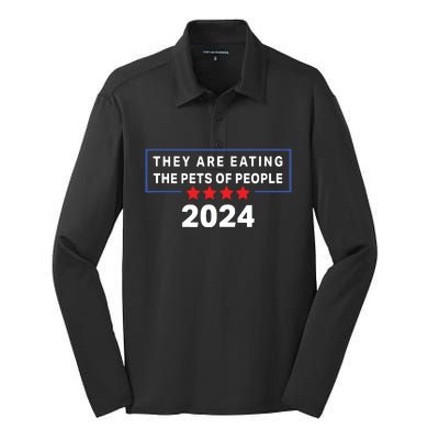 They Are Eating The Pets Of People Funny Political Quote Silk Touch Performance Long Sleeve Polo