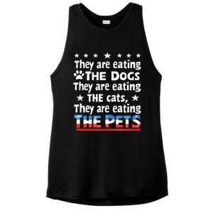 They Are Eating The Dogs The Cats The Pets Funny Trump Ladies PosiCharge Tri-Blend Wicking Tank