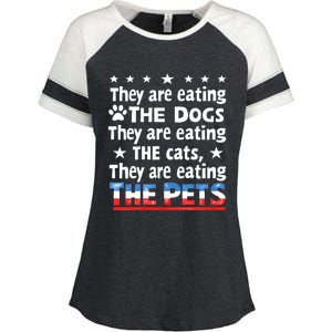 They Are Eating The Dogs The Cats The Pets Funny Trump Enza Ladies Jersey Colorblock Tee