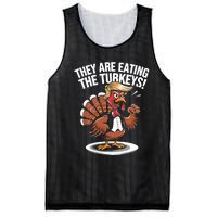 They Are Eating The Turkeys Funny Thanksgiving Turkey Trump Mesh Reversible Basketball Jersey Tank