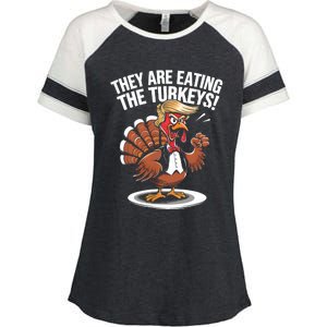 They Are Eating The Turkeys Funny Thanksgiving Turkey Trump Enza Ladies Jersey Colorblock Tee