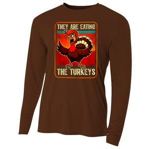 They Are Eating The Turkeys Funny Donald Trump Thanksgiving Cooling Performance Long Sleeve Crew