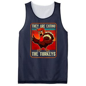 They Are Eating The Turkeys Funny Donald Trump Thanksgiving Mesh Reversible Basketball Jersey Tank