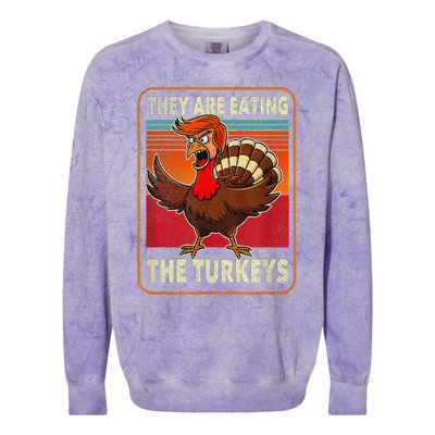 They Are Eating The Turkeys Thanksgiving Humor Colorblast Crewneck Sweatshirt