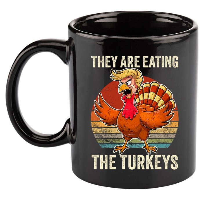 They Are Eating The Turkeys Thanksgiving Funny Turkeys 11oz C Handle Ceramic Mug