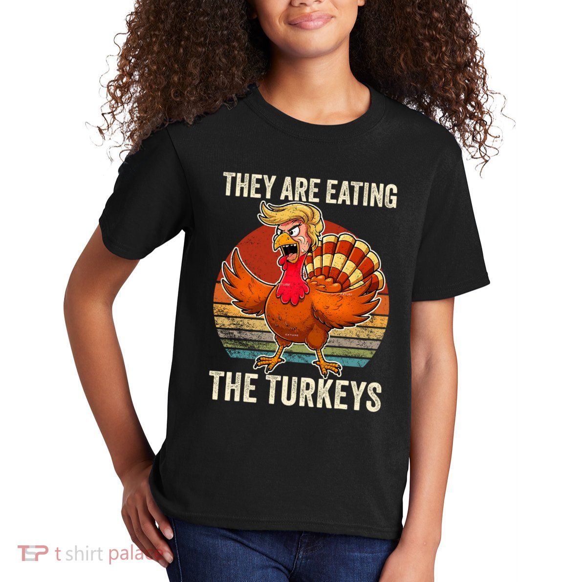They Are Eating The Turkeys Thanksgiving Funny Turkeys Kids T-Shirt