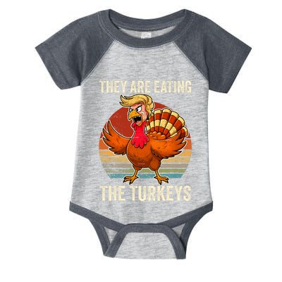 They Are Eating The Turkeys Thanksgiving Funny Turkeys Infant Baby Jersey Bodysuit