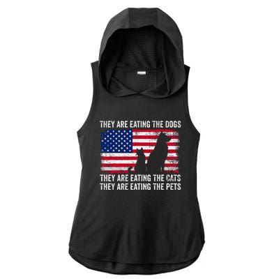 They Are Eating The Dogs The Cats The Pets Ladies PosiCharge Tri-Blend Wicking Draft Hoodie Tank