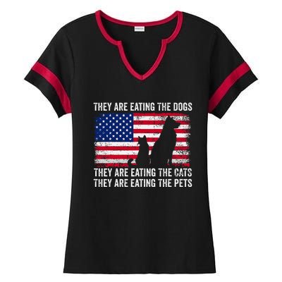 They Are Eating The Dogs The Cats The Pets Ladies Halftime Notch Neck Tee