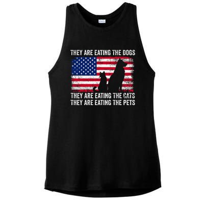 They Are Eating The Dogs The Cats The Pets Ladies PosiCharge Tri-Blend Wicking Tank