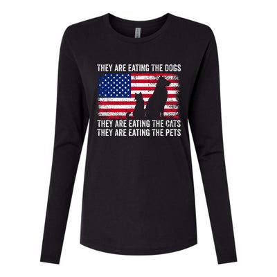 They Are Eating The Dogs The Cats The Pets Womens Cotton Relaxed Long Sleeve T-Shirt