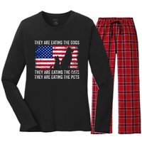 They Are Eating The Dogs The Cats The Pets Women's Long Sleeve Flannel Pajama Set 