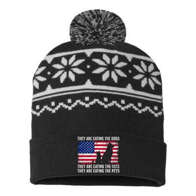 They Are Eating The Dogs The Cats The Pets USA-Made Snowflake Beanie