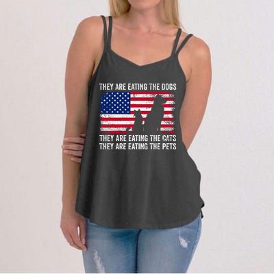 They Are Eating The Dogs The Cats The Pets Women's Strappy Tank