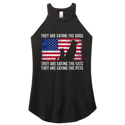 They Are Eating The Dogs The Cats The Pets Women's Perfect Tri Rocker Tank