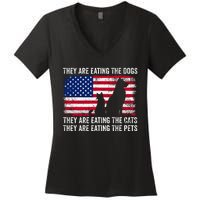 They Are Eating The Dogs The Cats The Pets Women's V-Neck T-Shirt