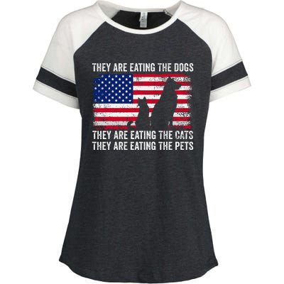 They Are Eating The Dogs The Cats The Pets Enza Ladies Jersey Colorblock Tee