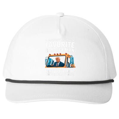 Trump AmericaS Favorite Garbage Man Trump In Trash Truck Snapback Five-Panel Rope Hat