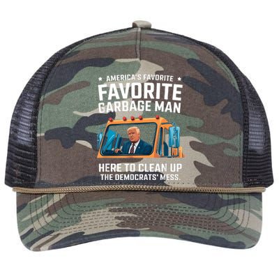 Trump AmericaS Favorite Garbage Man Trump In Trash Truck Retro Rope Trucker Hat Cap