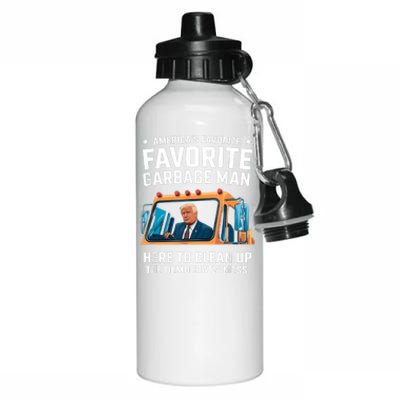 Trump AmericaS Favorite Garbage Man Trump In Trash Truck Aluminum Water Bottle