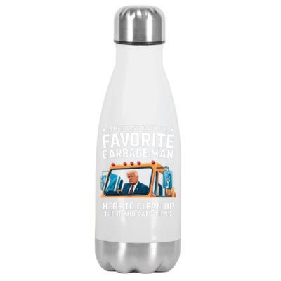 Trump AmericaS Favorite Garbage Man Trump In Trash Truck Stainless Steel Insulated Water Bottle