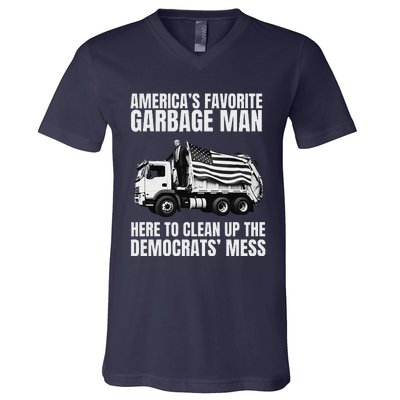 Trump AmericaS Favorite Garbage Man Trash Truck Photo Maga Gift V-Neck T-Shirt