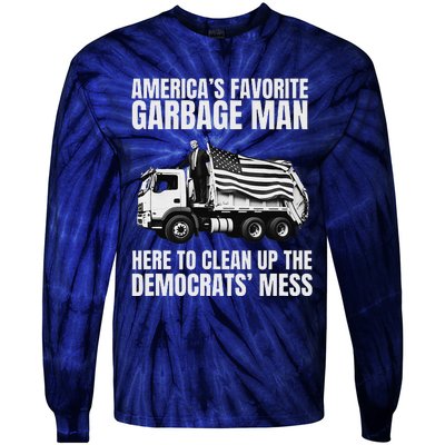 Trump AmericaS Favorite Garbage Man Trash Truck Photo Maga Gift Tie-Dye Long Sleeve Shirt