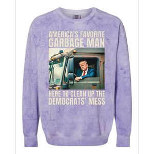 Trump AmericaS Favorite Garbage Man Trump In Trash Truck Gift Colorblast Crewneck Sweatshirt