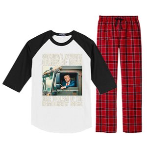 Trump AmericaS Favorite Garbage Man Trump In Trash Truck Gift Raglan Sleeve Pajama Set