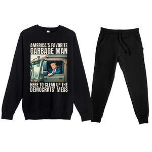 Trump AmericaS Favorite Garbage Man Trump In Trash Truck Gift Premium Crewneck Sweatsuit Set