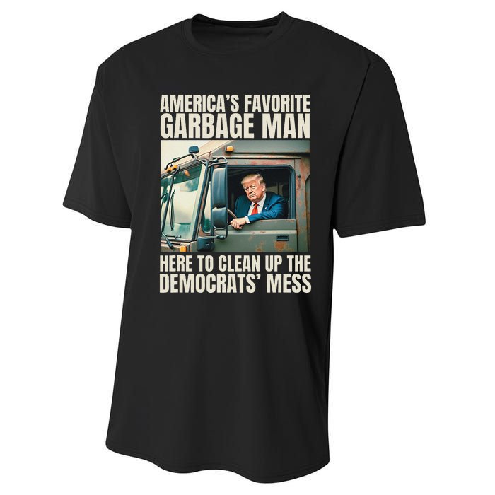 Trump AmericaS Favorite Garbage Man Trump In Trash Truck Gift Performance Sprint T-Shirt