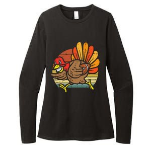 Turkey American Football Retro Thanksgiving Sports Womens CVC Long Sleeve Shirt