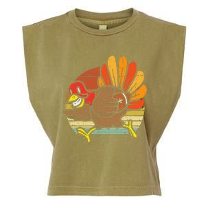 Turkey American Football Retro Thanksgiving Sports Garment-Dyed Women's Muscle Tee