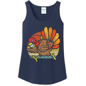 Turkey American Football Retro Thanksgiving Sports Ladies Essential Tank