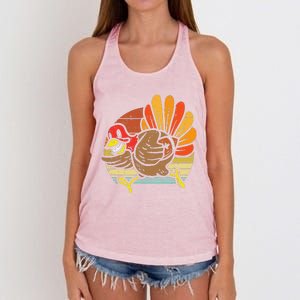 Turkey American Football Retro Thanksgiving Sports Women's Knotted Racerback Tank