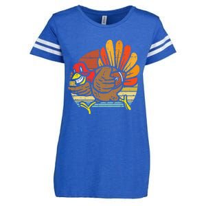 Turkey American Football Retro Thanksgiving Sports Enza Ladies Jersey Football T-Shirt