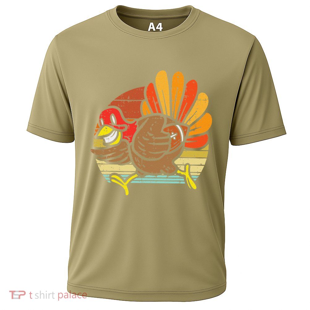 Turkey American Football Retro Thanksgiving Sports Cooling Performance Crew T-Shirt