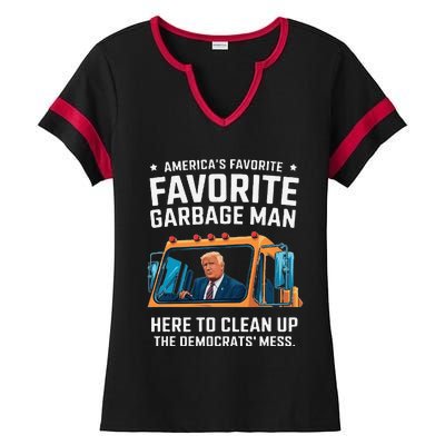 Trump AmericaS Favorite Garbage Man Trump In Trash Truck Gift Ladies Halftime Notch Neck Tee