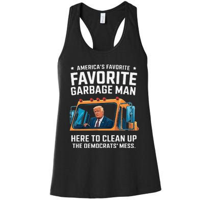 Trump AmericaS Favorite Garbage Man Trump In Trash Truck Gift Women's Racerback Tank