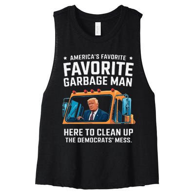 Trump AmericaS Favorite Garbage Man Trump In Trash Truck Gift Women's Racerback Cropped Tank