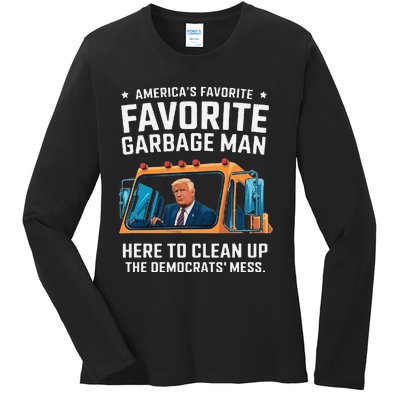 Trump AmericaS Favorite Garbage Man Trump In Trash Truck Gift Ladies Long Sleeve Shirt