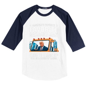 Trump AmericaS Favorite Garbage Man Trump In Trash Truck Baseball Sleeve Shirt