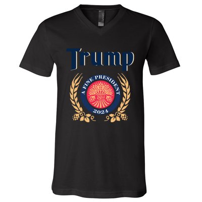 Trump A Fine President 2024 V-Neck T-Shirt