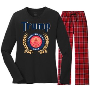 Trump A Fine President 2024 Women's Long Sleeve Flannel Pajama Set 