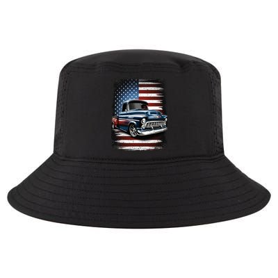 Truck American Flag 4th Of July Patriotic Cool Comfort Performance Bucket Hat