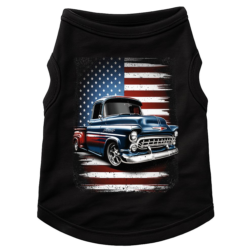 Truck American Flag 4th Of July Patriotic Doggie Tank