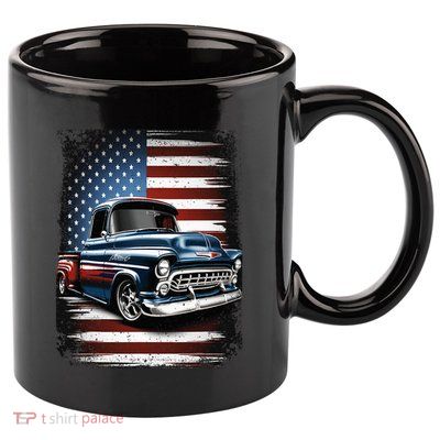 Truck American Flag 4th Of July Patriotic 11oz C Handle Ceramic Mug