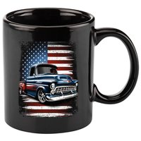 Truck American Flag 4th Of July Patriotic 11oz C Handle Ceramic Mug