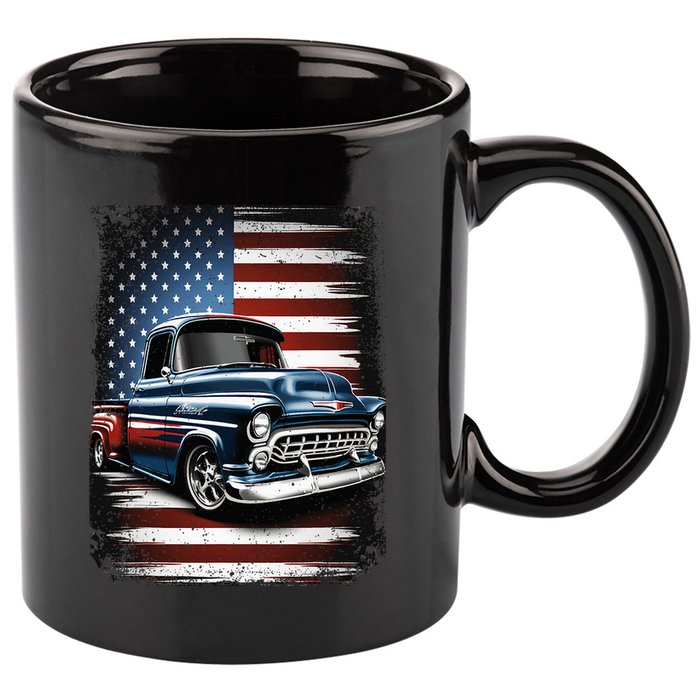 Truck American Flag 4th Of July Patriotic 11oz C Handle Ceramic Mug